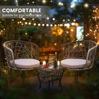 Kromax 3 Piece Bistro Set, Modern Outdoor Wicker Patio Furniture - Image 3