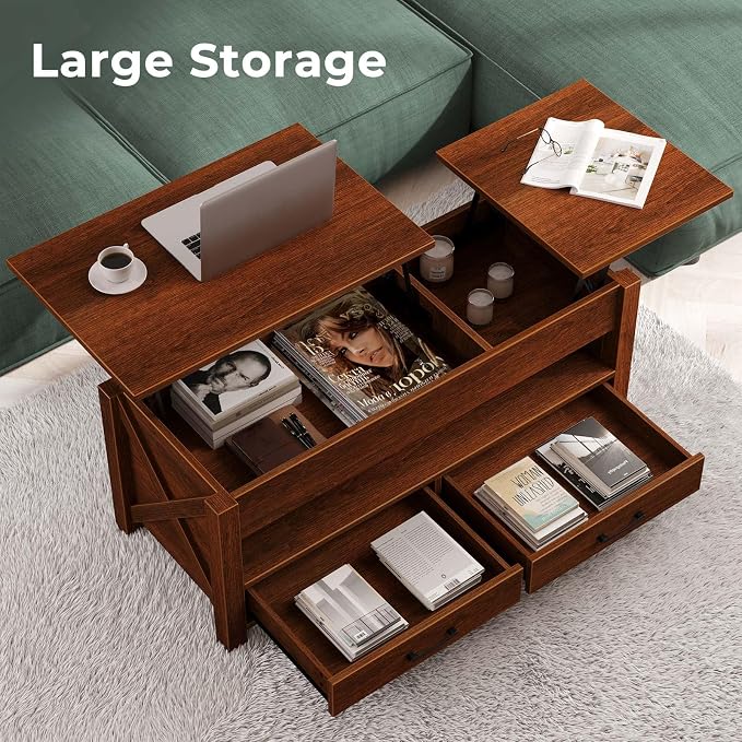 Seventable Coffee Table, 39.3" Lift Top Coffee Table - Image 4