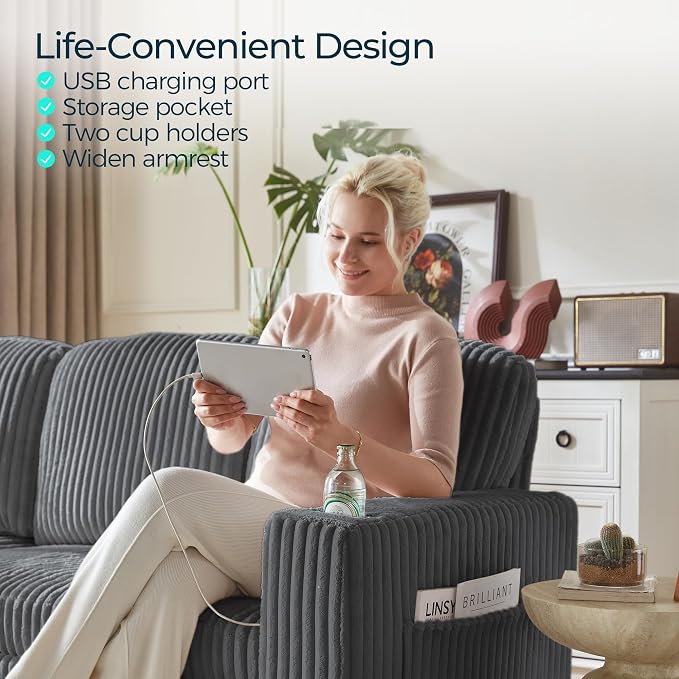 LINSY HOME Sectional Sleeper Sofa Pull Out Couches - Image 7