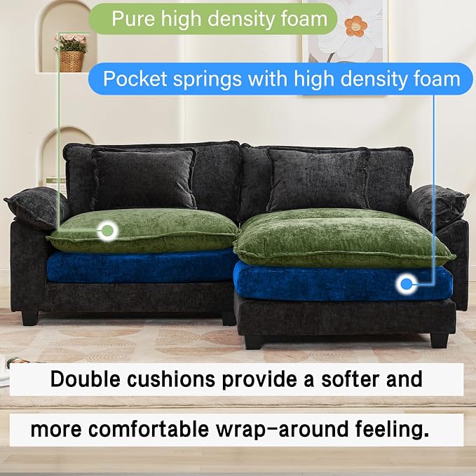 Oprisen 86" Modular Sectional Sofa, Comfy Cloud Couch Sectional Sofa - Image 3