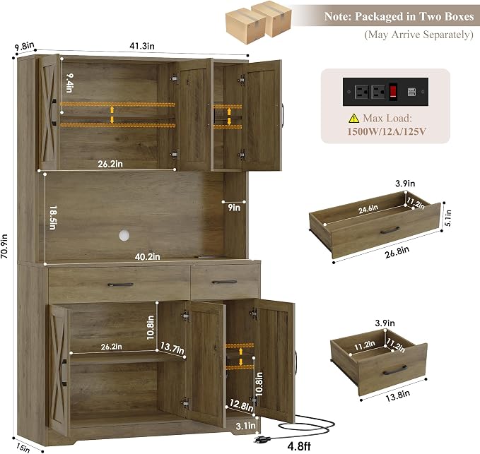 HOSTACK 71" Pantry Cabinet - Image 3