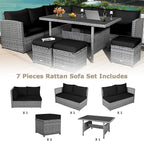 Tangkula 7 Pieces Patio Furniture Set, Outdoor Sectional Rattan Sofa Set - Image 5