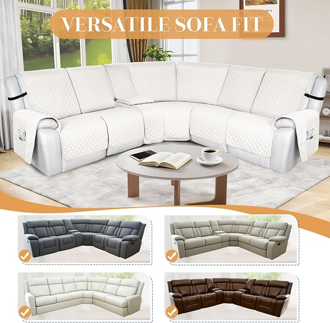 HDCAXKJ Reclining Sectional Couch Covers L Shape Recliner Sofa Middle Console - Image 4
