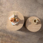 Round Wooden Nesting Coffee Table Set of 2, Circle Modern Accent End Side Table - Image 6