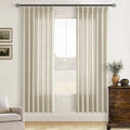 Linen Beige Pinch Pleated Semi Sheer Curtains 78 Inches Long 2 Panels Set | by Twodrapes