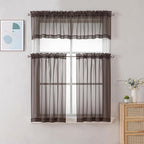 Chyhomenyc Sheer Curtains 36 inch Length 2 Panels, Light Filtering Voile Rod - Image 2