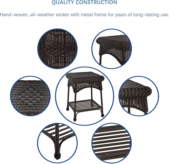Jeco 3 Piece Rocker Wicker Chair Set - Image 8