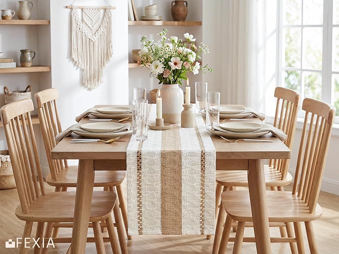 FEXIA Boho Table Runner for Hoilday Spring Home Decor Farmhouse Rustic Table - Image 3