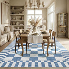 GarveeHome 8x10 Area Rugs Geometric Washable Modern Dark Blue Checkered Rug | - Image 5