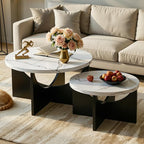 LIKIMIO Nesting Coffee Tables Set of 2, 31.5" Round Side Tables - Image 2