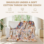 LUTBM Boho Throw Blanket with Florals & Leaves Embroidery Reversible - Image 4