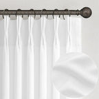 White Linen Sheer Curtains 84 Inches Long 2 Panels, Neutral Textured Pinch by PleatedDrapes