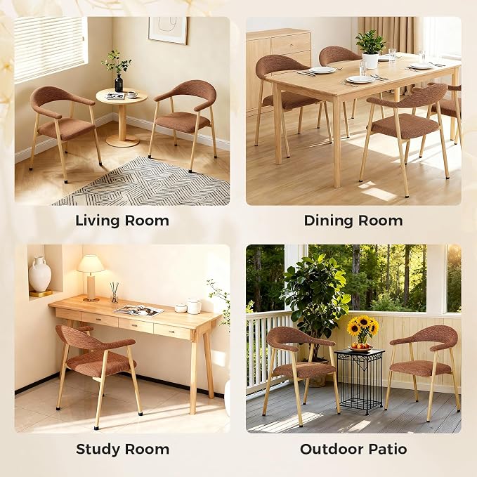 DUMOS Dining Chairs Set of 2, Linen Fabric Upholstered Kitchen Side Chairs - Image 6