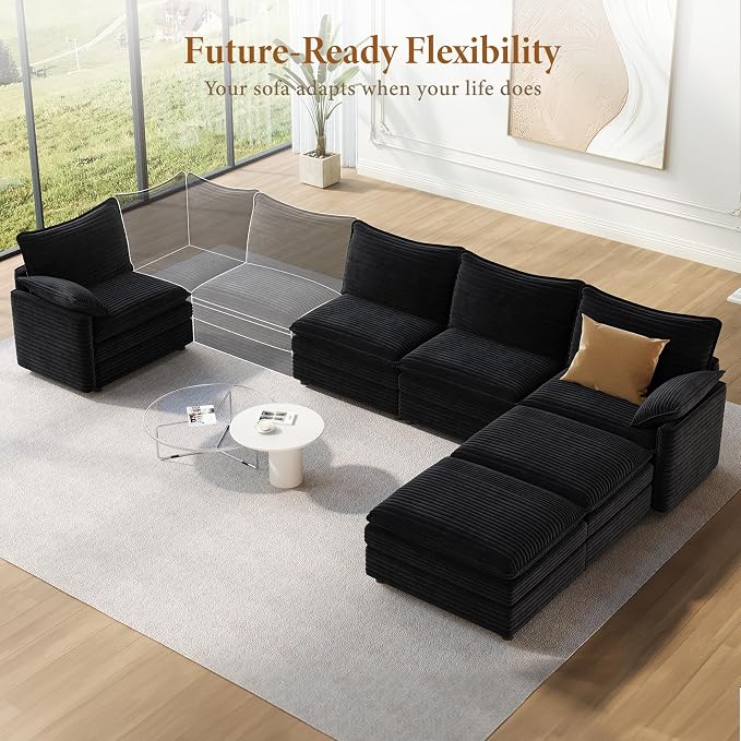 Vesgantti 142" U Shaped Sectional Couch, Comfy Cloud Modular Sectional Sofa - Image 8
