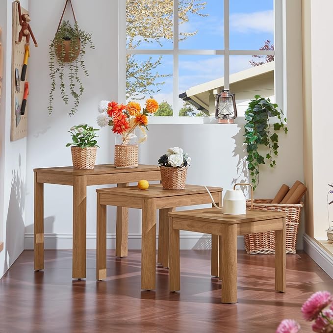 Joaxswe Farmhouse Nesting Tables Set of 3, Living Room Table Set - Image 3