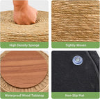 Wimarsbon Round Pouf Ottomans, Handwoven Natural Water Hyacinth Seagrass Pouffe - Image 7