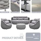 TWT Aluminum Modern Patio Set Three Seater Sofa Outdoor Furniture Set w/Coffee - Image 3