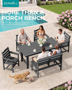 SERWALL Outdoor Bench, All Weather HDPE Outdoor Benches, 2-Person Armless Porch - Image 4