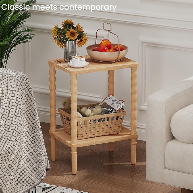 Solid Wood Side Table, Small Retro End Table, Narrow Couch Side Table - Image 5