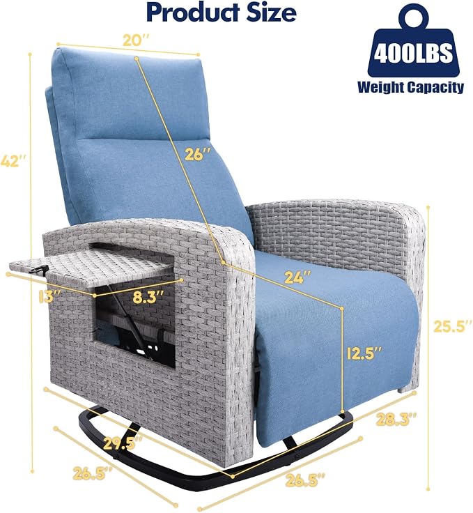 ZZW Outdoor Recliner Chair, Wicker Patio Recliners - Image 2