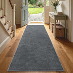 2x8 Dark Grey Solid Runner Rug Washable Non-Slip - Image 2