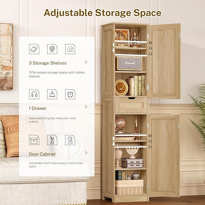 TEENFON 67" H Tall Storage Cabinet - Image 6