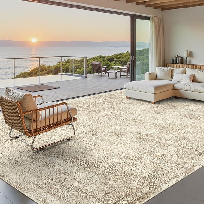 Soalmost Washable Area Rug 8x10 Large Soft Living Room Rugs Light Brown | by Soalmost