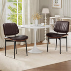 REONEY Dining Chairs Set of 8, Mid-Century Modern Upholstered PU Leather Chairs - Image 7