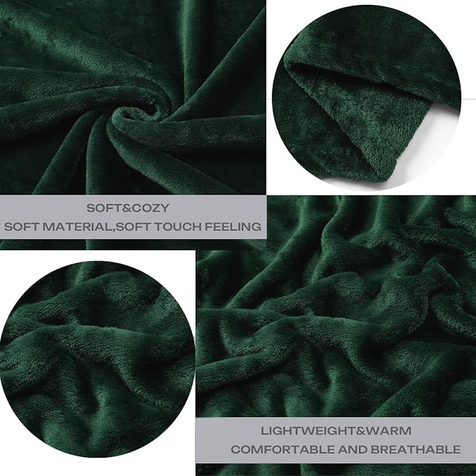 Forest Green Fleece Plush Throw Blanket 60"x80"for Couch Fuzzy Cozy Flannel | - Image 4