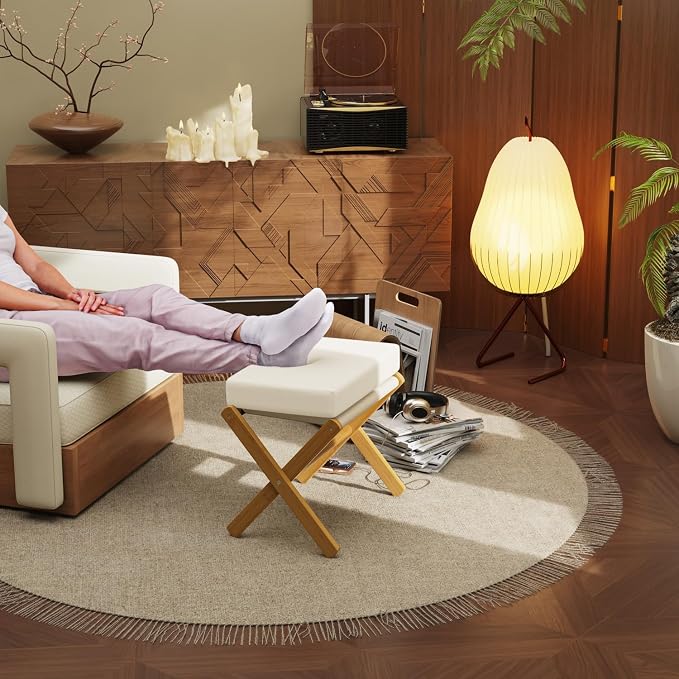 BAMBOOHOMIE Foldable Foot Stool Ottoman, Modern Foot Rest - Image 7