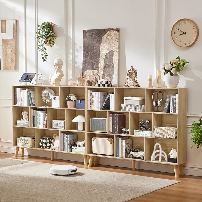 LEYAOYAO 10 Cube Bookshelf, 3 Tier Vintage 55" Wide Bookcase - Image 6
