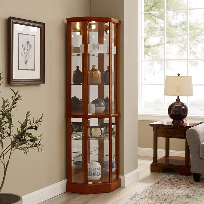 Corner Curio Cabinet, Wine Bar China Cabinet - Image 4