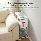 Skinny Side Table with Storage, 3 Tier Slim Side Tables - Image 12