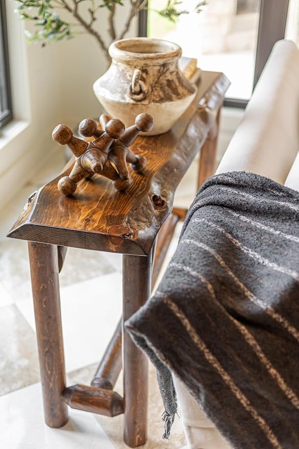 Rustic Sofa Table 56" Live Edge Console Table Cedar & Pine Wood - Image 3