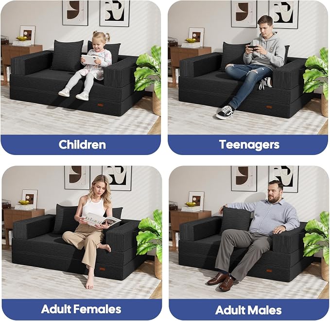 COMAX Futon Sofa Bed, 4‑in‑1 Convertible Sofa Bed, Folding Boneless Couches - Image 8