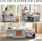 Convertible Sleeper Chair-Fabric Futon Sofa Bed, Single Sleeper Sofa, Small - Image 3