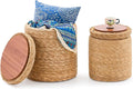 Wimarsbon Round Pouf Ottomans, Handwoven Natural Water Hyacinth Seagrass Pouffe by Wimarsbon