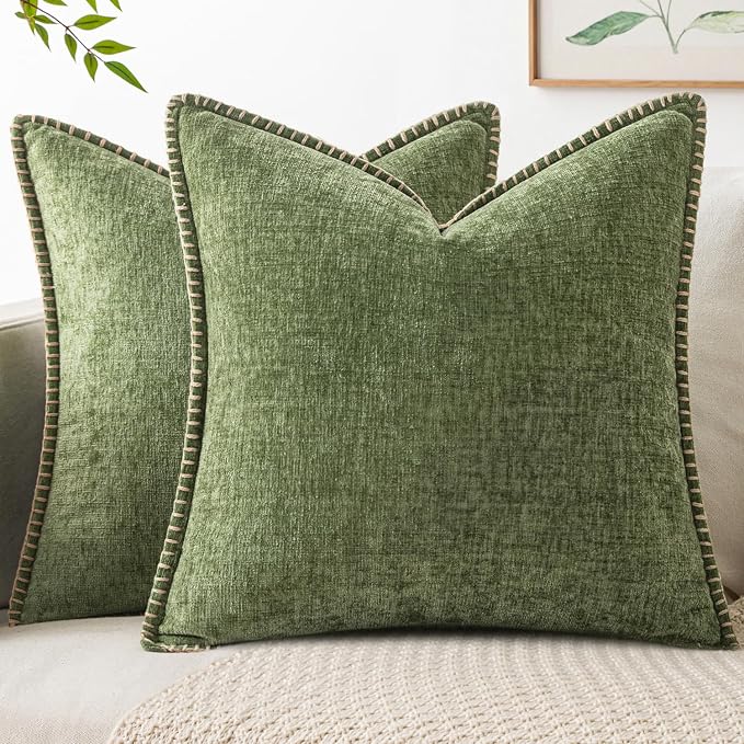 MIULEE Decorative Couch Throw Pillow Covers 20x20 Inch Sage Green 2 Pack | by MIULEE
