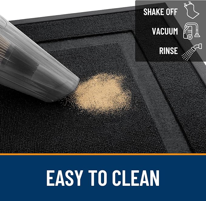 OLANLY Front Door Mat Outside 33x21, All-Season Heavy-Duty Rubber Doormat | Jet - Image 5