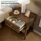 AMERLIFE 24" Walnut Nightstand Set of 2, Vintage Bedside Table - Image 6