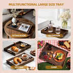 Serving Tray with Handles, 15.8"x 11" Wood Decorative Tray - Image 2