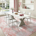 Rugflix 5x7 Area Rugs for Living Room, Washable Pink White Large Rug | Machine - Image 4