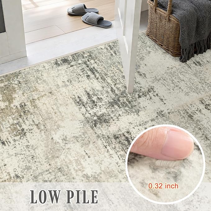 3x14 Washable Runner Rug：Modern Abstract Soft Carpet Ash Brown | - Image 8