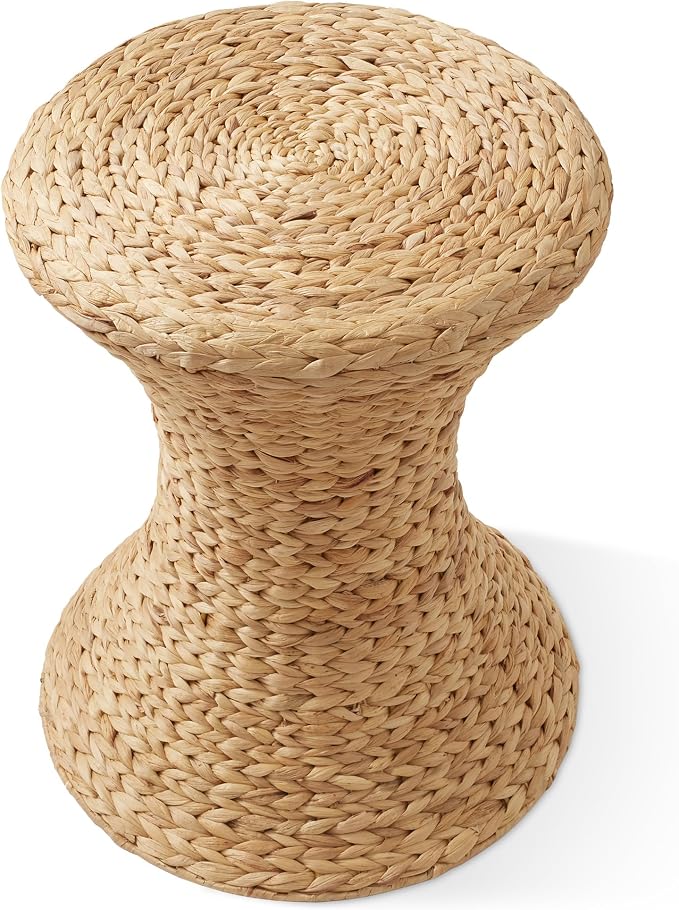 Casafield Hourglass Side Table, Water Hyacinth Round End Table, Boho Woven - Image 5