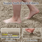 8x10 Fluffy Shag Area Rugs for Living Room Bedroom: Soft Carpet Gray Camel | - Image 5