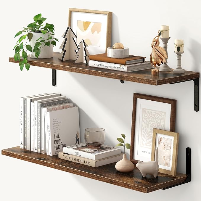 Fun Memories Deep Floating Shelves, 32W x 8D Floating Shelves Set of 2 by FunMemories