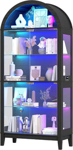 HNEBC 69" Display Case with RGB Lights, Arched 5-Tier Tempered Glass Display - Image 8