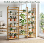 Homykic Bamboo Bookshelf, 71” Tall Triple Wide Bookcase - Image 6