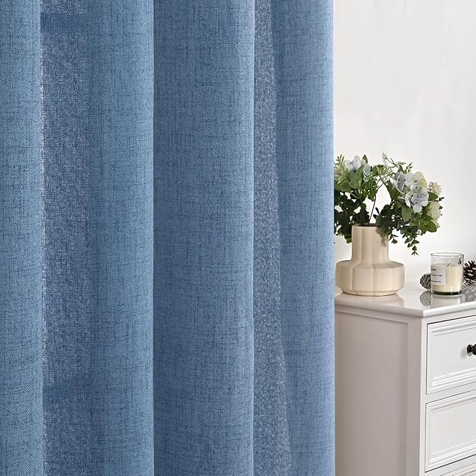 YoungsTex Blue Linen Curtains 54 Inches Length - Image 5