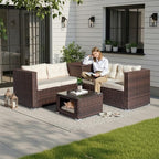 VINGLI 4 Pieces Outdoor Sectional Wicker Patio Furniture - Image 2